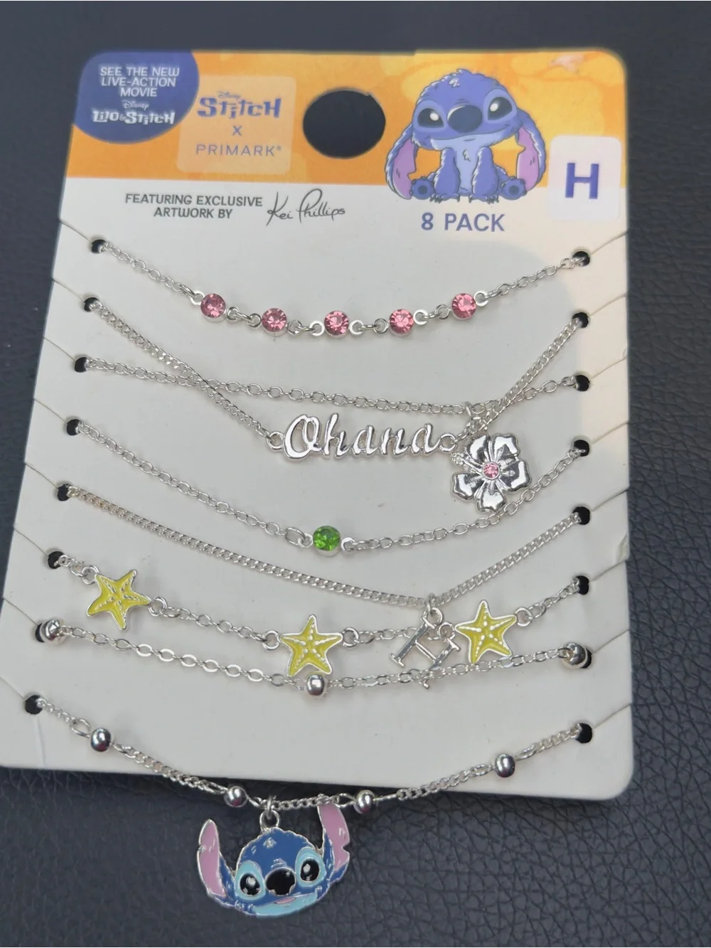 Girls' Pink & Yellow Charm Bracelet Set with Stitch Pendant
